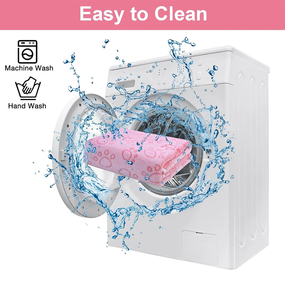 Soft Fluffy Pet Blanket – Cute Paw Print Warm Fleece Mat for Dogs & Cats