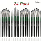 Yutiars Professional Artist Paint Brush Set - 6/24 PCS, Nylon Bristles for Watercolor, Acrylic, Oil Painting, Crafts & Face Body