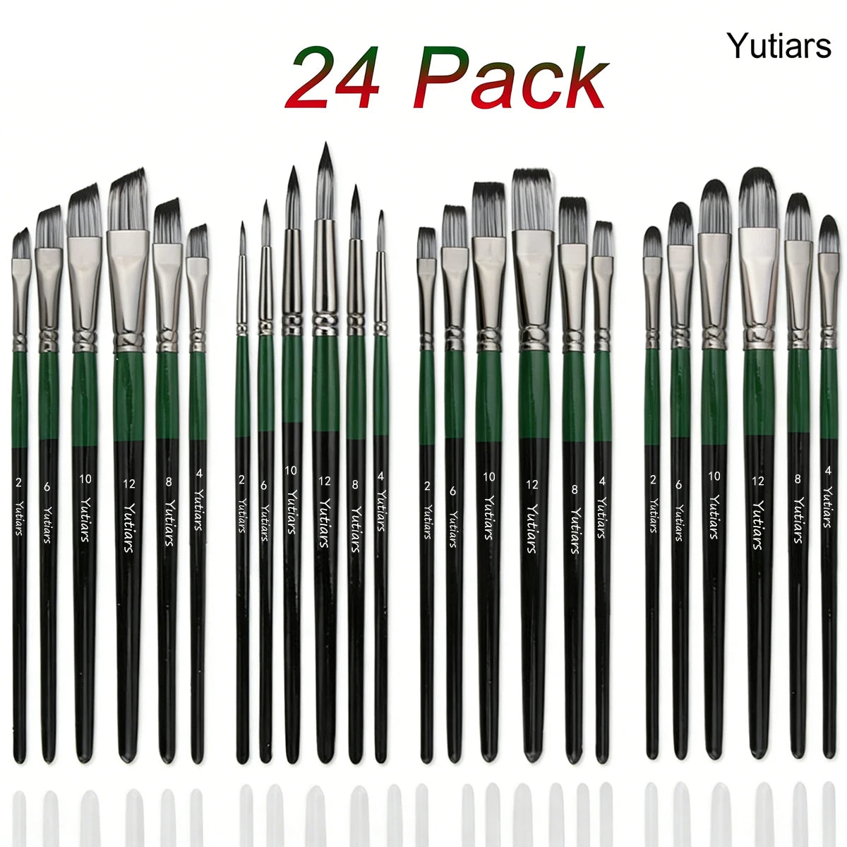 Yutiars Professional Artist Paint Brush Set - 6/24 PCS, Nylon Bristles for Watercolor, Acrylic, Oil Painting, Crafts & Face Body