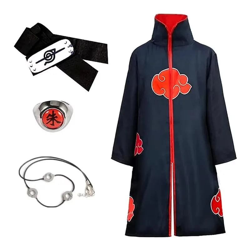 Akatsuki Anime Cosplay Costume Red Cloud Robe Set