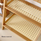 Wooden Storage Shelf for Kitchen Rattan Desktop Organizer Display Rack Spice Rack for Countertop Makeup Organizer for vanity