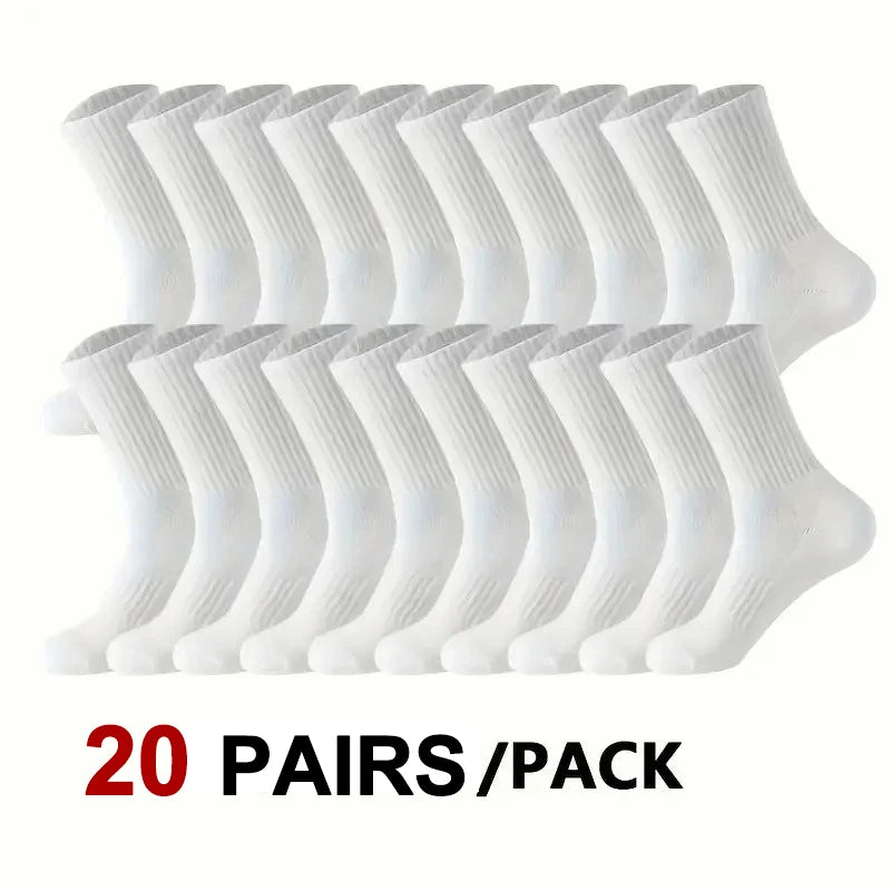 5/10/20 Pairs Neutral Solid Color Round Neck Socks Spring Autumn Sweat Absorbing Breathable Comfortable All-season Sports Socks