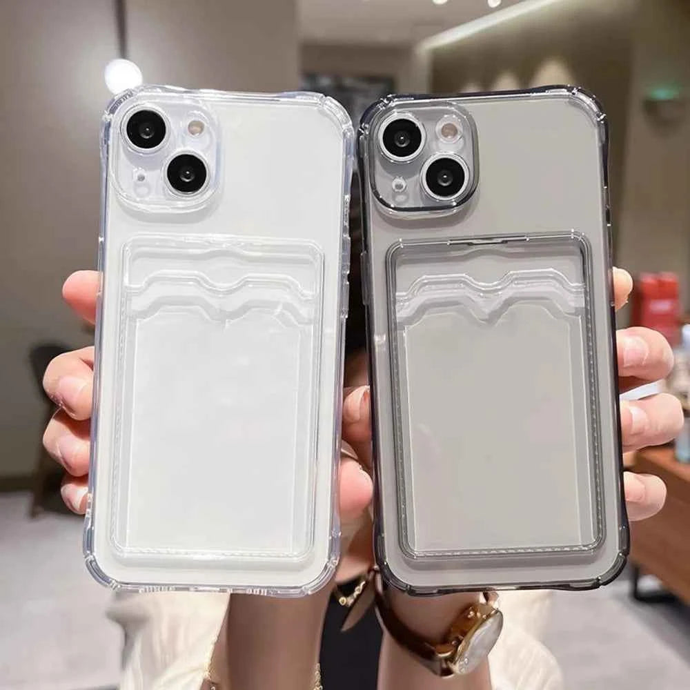 Transparent Card Bag Holder Phone Case For iPhone 17 Pro Max 11 12 13 14 15 16 Pro Max Air 7 8 Plus XR XS SE 2020 SE 2022 Cover