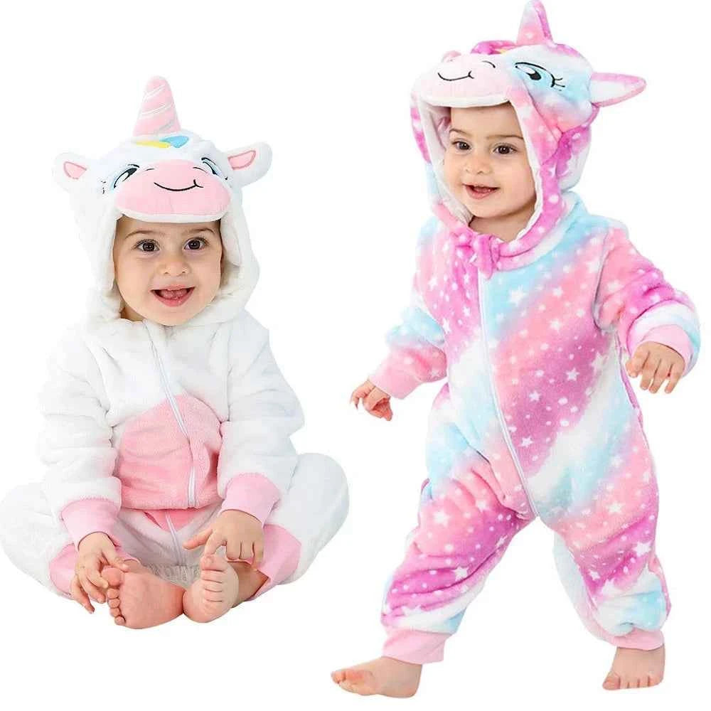 Winter Baby Rompers Baby Pijamas Panda Tiger Leopard Monkey Fox Animal Cartoon Hooded Jumpsuits Cosplay Costume Boys Girl Pajama
