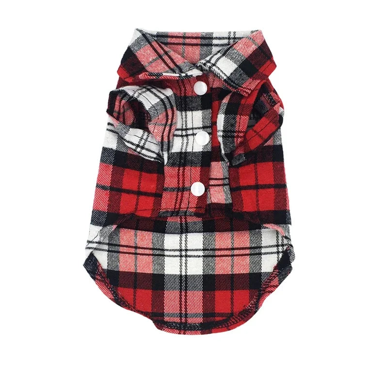 British Style Plaid Dog Shirt – Cotton Pet Clothes for Small Dogs & Cats