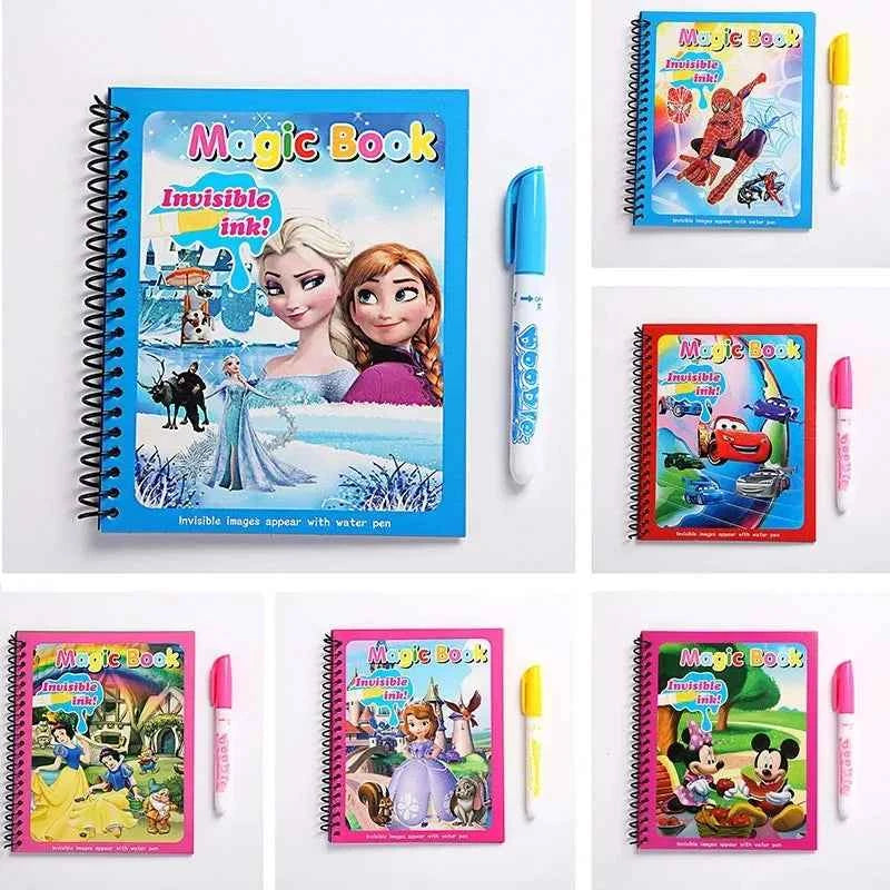 Frozen Disney Kids Puzzle Graffiti Painting Book Mickey Mouse Cars Sofia Princes Cartoon DIY Magic Watercolor Painting Gifts