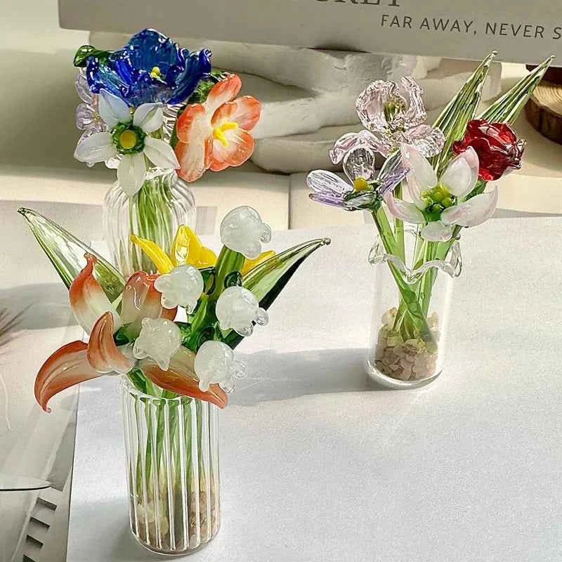 Tulip Glass Ornament Simulated Flower Bouquet Gift Healing Series Girlfriend Life Is One Thousand Times Spring and Bright