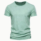 AIOPESON100% Cotton Men T-shirt V-neck Fashion Design Slim Fit Soild T-shirts Male Tops Tees Short Sleeve T Shirt O-neck For Men