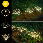 1/2/4PCS Solar Firework Light Waterproof Outdoor 8 Lighting Modes 90-200LED Fairy String Light Christmas 3 Colors Garden Lights