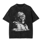 Washed T Shirts Horror Silent Hill Heavens Night Hip Hop T-Shirt Street  Streetwear Short Sleeve Printed Tops Tees Men Women