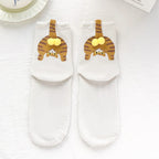 1/2pairs 3D Cute Cat Socks Black/White Funny Cat Socks Women Girl Mid-Tube Sleep Sock Cat Print Floor Sock