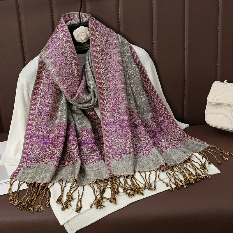 2025 new ethnic style retro shawl cashew flower geometric scarf cloak tassel scarf multi-color variety options available