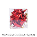 12pcs New Plastic Christmas Hanging Ornaments Star Shaped Glittering Xmas Tree Pendant Party Supplies DIY Festival Decorations