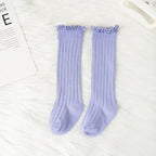 Ruffle Kids Knee High Socks Baby Girls Toddlers Long Soft Cotton Sock Lace Flower Children School Uniform Socks For 0-8 Years