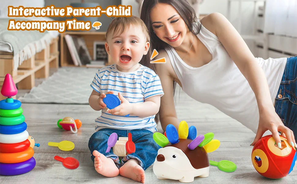 Sensory Hedgehog Toys Toddler Montessori Fine Motor Toys Baby Preschooler Educational Sensory Travel Toys for Age 1 2 3 4 Year