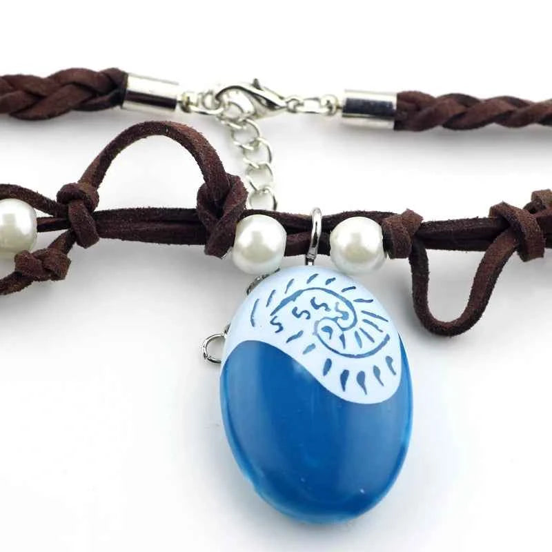 Movie Original vaiana Moana princess Luminous Handmade Braided Leather Rope Pendant cosplay model action figure toy