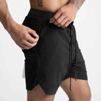 2024 New Men's Shorts Single-Layer Woven Quick Dry Solid Color Running Fitness Sports Casual American Fifth Pants Comfortable