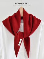 100% Australian Wool Knitted Triangle Scarf Shawl Women's Autumn  Winter Warm Neck Protection Scarf Decorative  Small Scarf