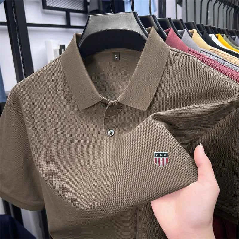 Men's Summer Luxury Brand Cotton 100% Polo Shirt Lapel Printing Short Sleeves T-Shirt Business Leisure Ventilate Men's Clothing