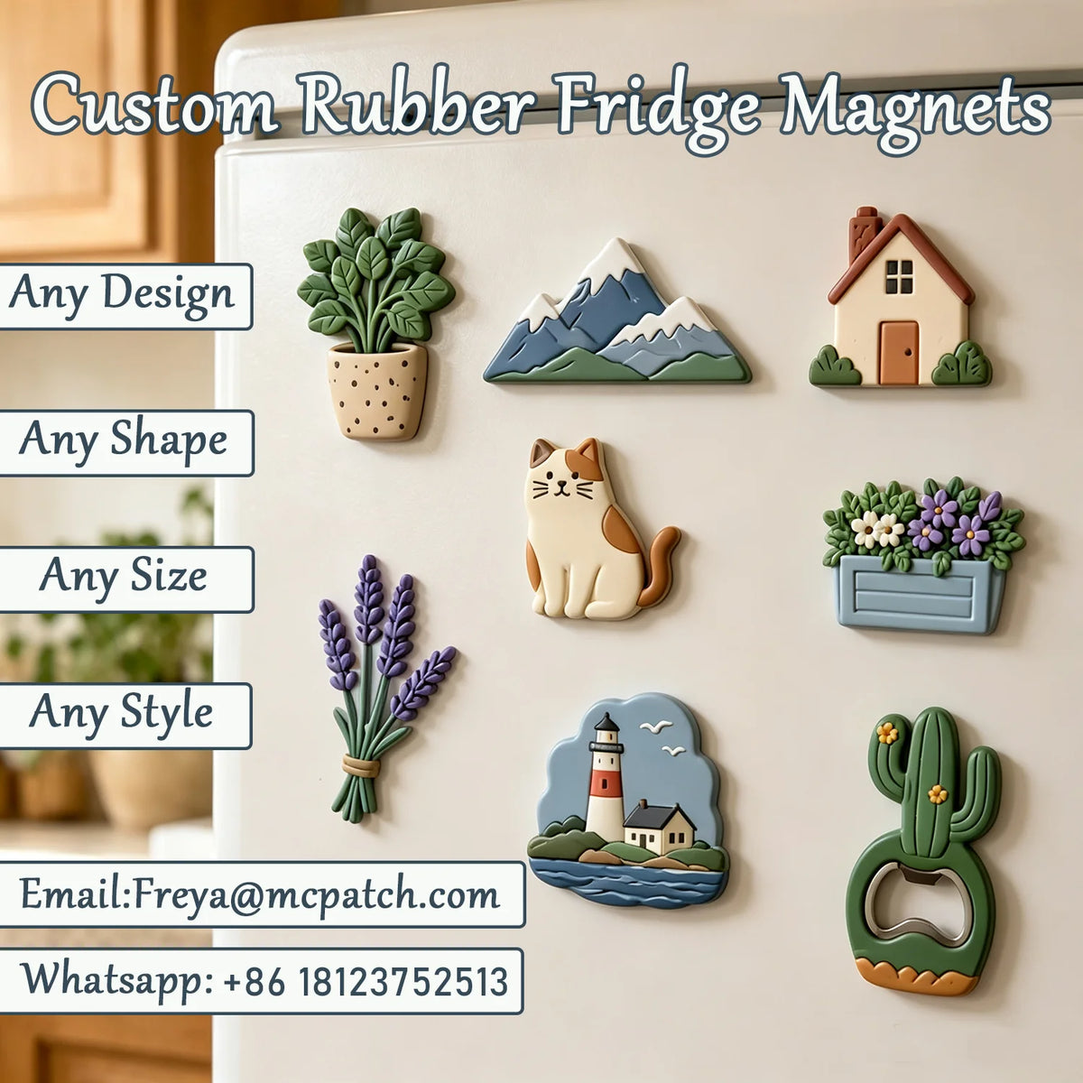 Custom PVC Fridge Magnets Wholesale Personalized Rubber Refrigerator Magnets for Company Logo Gifts Tourist Souvenirs MOQ 50PCS