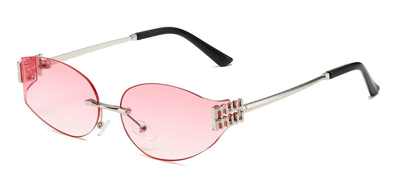 Rimless Oval Oversized Gradient UV400 Sunglasses for Women