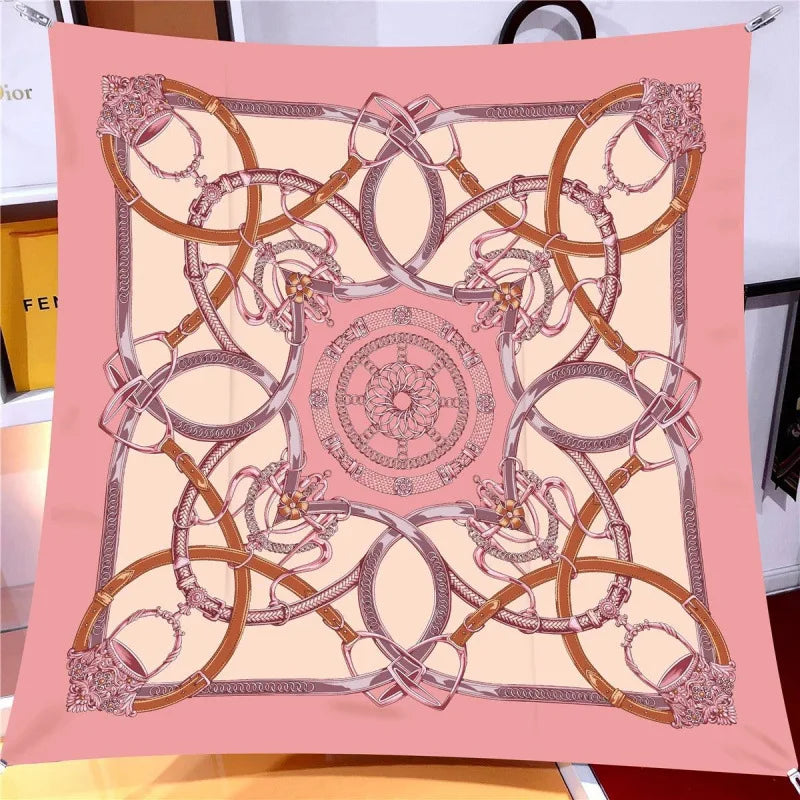 New 90cm Medium Square Scarf Desktop Printing Exquisite Right-angle Crimped High-quality Twill Women's Headscarf Shawl
