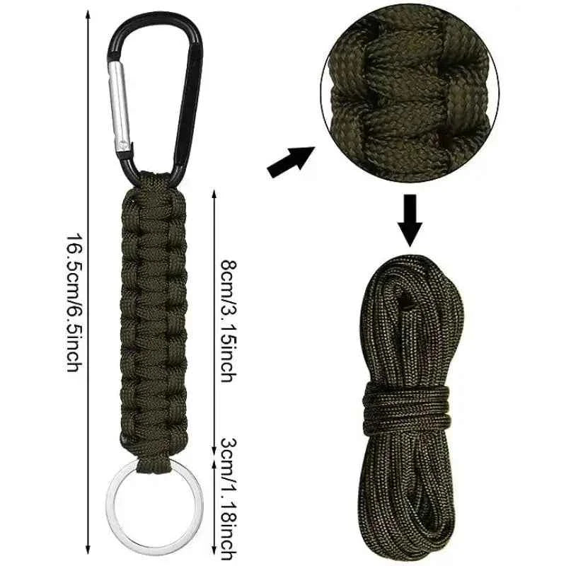 Tactical Paracord Keychain Survival Lanyard with Carabiner Cli