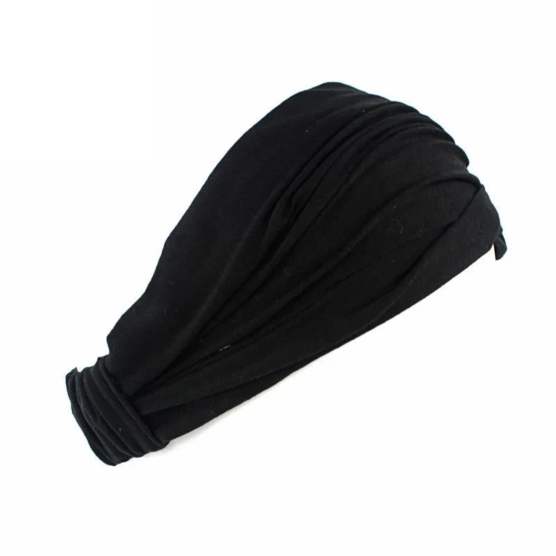New Summer Women Solid Cotton Headband Elastic Wide Soft Girls Sports Yoga Knotted Headband Running Sweatband For Tennis Gym