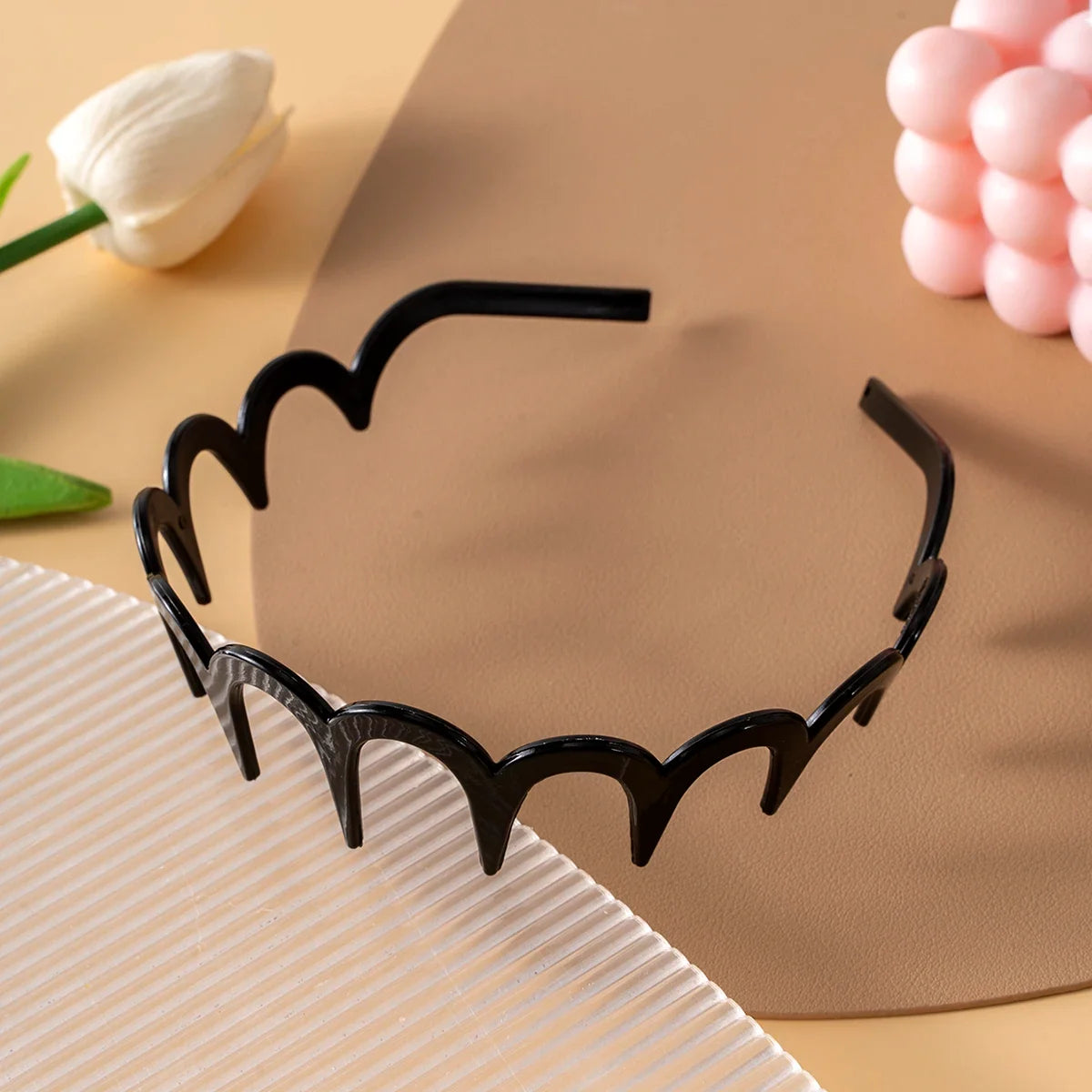 Korean Women Hair Comb Non-Slip Headband Plastic U Shape Hair Hoops Fixed Teeth Fluffy Top Hair Bands Headwear Hair Accessories