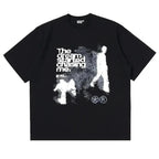 Men Tshirt Cotton Short Sleeve Shadow Print Y2k Top Tees Harajuku Streetwear Vintage Graphic Korean Aesthetic Clothing