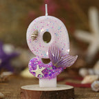 Mermaid Tail Birthday Candles with Starfish, Number Candles, Creative Cake Decorations for Birthday Party, DIY Party Decoration