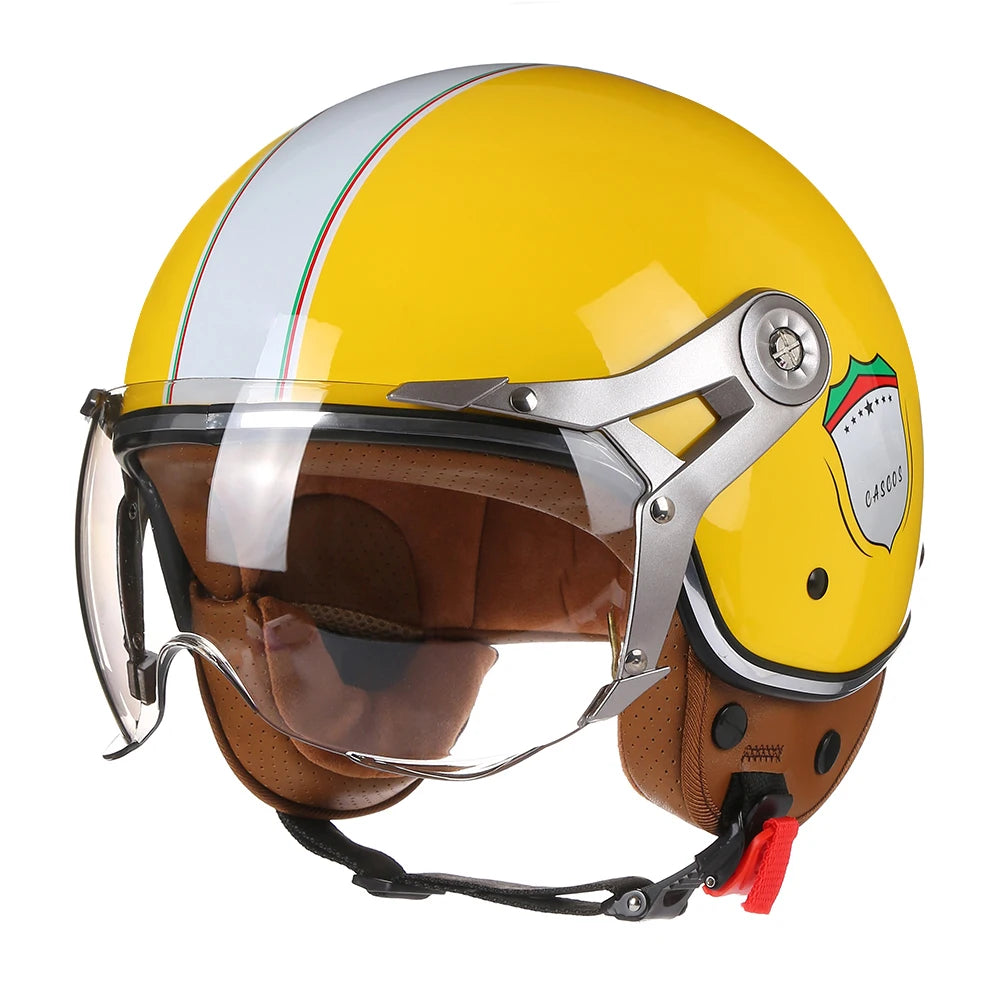 New Open Face 3/4 Motorcycle Helmet Retro Motorbike Helmets Vintage Chopper Capacete De Moto Bike Scooter With For Men Women DOT