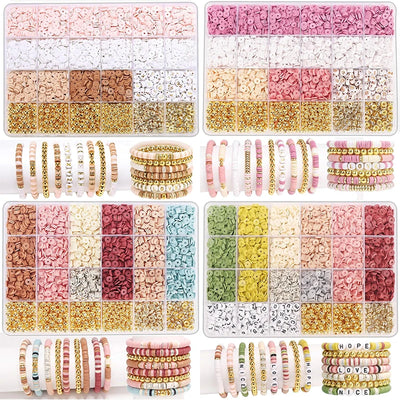 DIY Clay Beads Bracelet Making Kit – Friendship Golden Letter Beads for Jewelry Making, Gifts for Women & Teens
