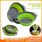 Silicone Folding Drain Basket Fruit Vegetable Washing Basket Foldable Strainer Colander Collapsible Drainer Kitchen Storage Tool