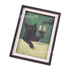 Black Cat Wine Fridge Magnet, Cute Mini Framed Art Refrigerator Magnet, Summer Home Decor Magnet for Kitchen, Fridge, Whiteboard