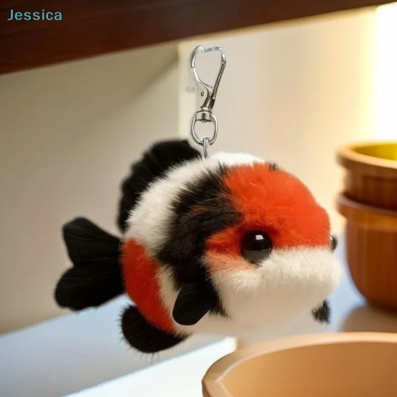 ♥Plush Koi Fish Keychain - Cute Colorful Fish Stuffed Toy Pendant for Backpack, Bag & Key Decoration