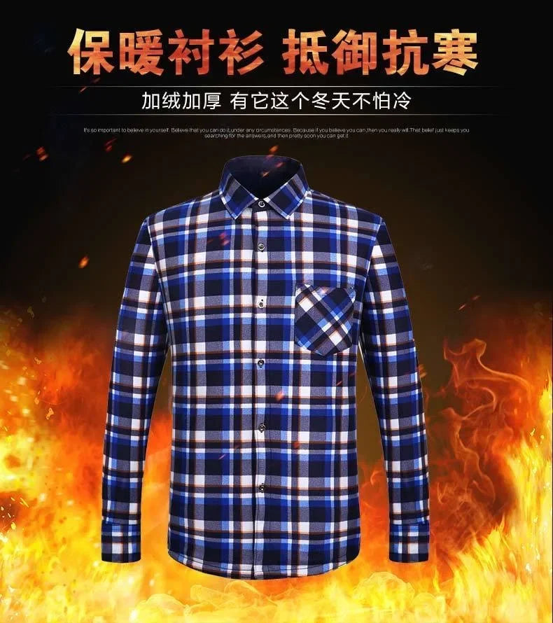 2025 Men's Autumn Winter Casual Long Sleeve Plaid Shirt Thick Warm Men's Casual High Quality Soft Large Size Warm Shirt Tops 4XL