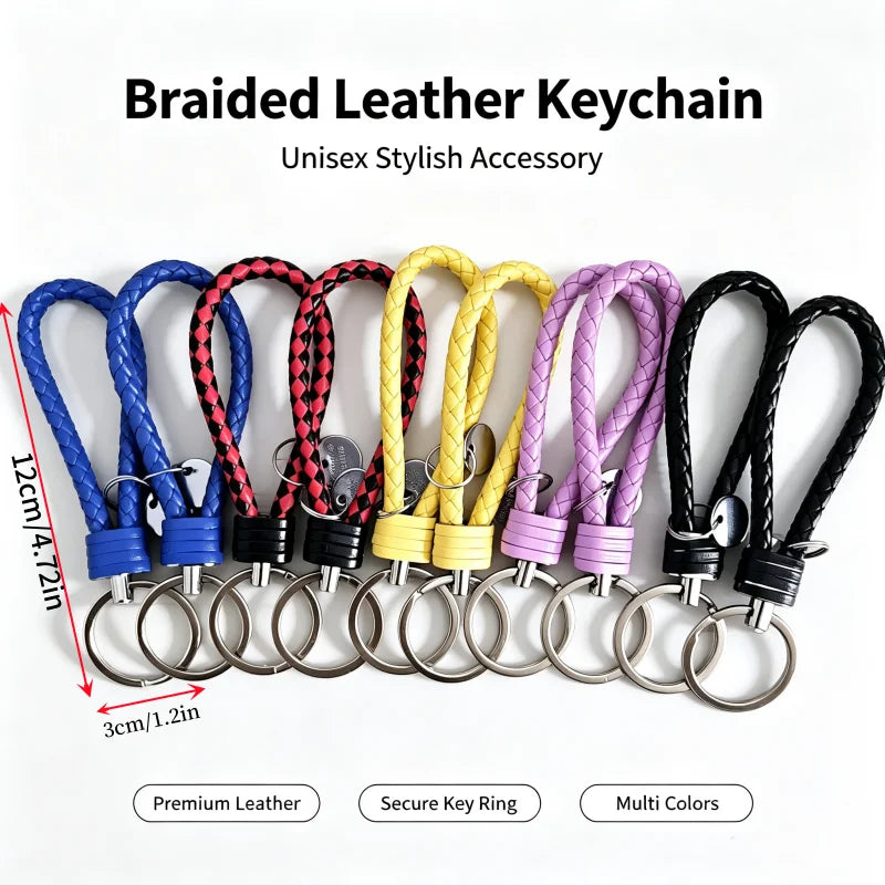 Stylish PU Leather Braided Woven Keychain Bag Pendant - A Perfect Gift for Men and Women!