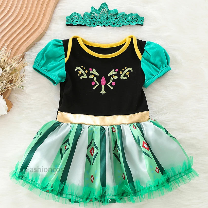 Baby Romper Tutu Dress with Headband Infant Baby Girl Princess Clothes Cute Design Kids Dress Halloween Party Costumes Outfit