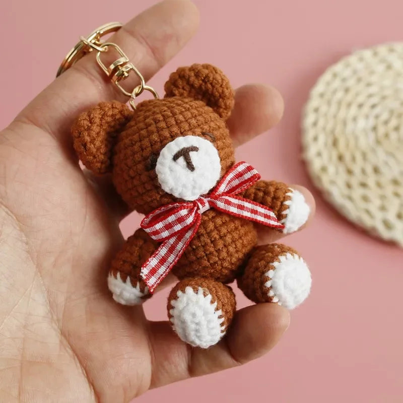 Cute Couple Bear Crochet Keychain Animal Bag Charm
