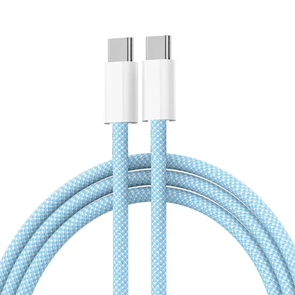 60W USB C to Type C Color Cable For Apple iPhone  PD Fast Charging For Huawei Xiaomi Samsung Type C Weaving Cable Accessories