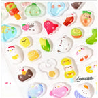 300Pcs/50pc Kawaii Cartoon 3D Relief Sticker Cute Crystal Jelly Patch for Mobile Phone Case Mirror Scrapbook Journal Animal Deco