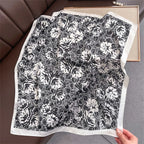 2025 Silk Shawl Print Headscarf Cat Hair Wrap Neckerchief Female Satin Square Scarf For Women Headband Foulard Hijab Bandana