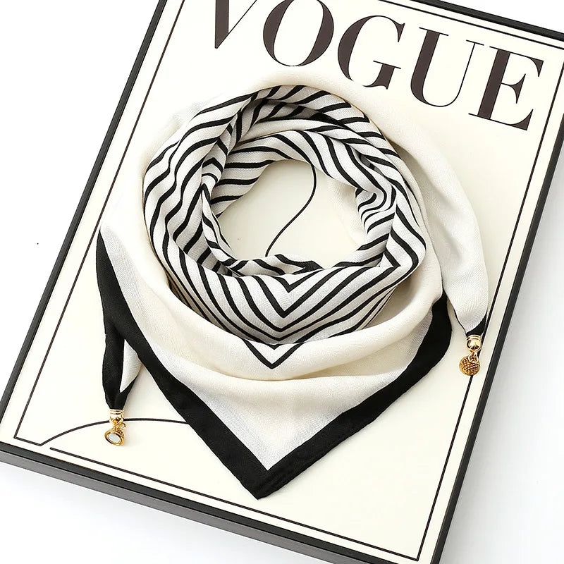 Luxury Magnetic Buckle Silk Scarf Women Print Square Scarf For Autumn Winter Warmth And Cold Resistance Fashionabl Scarves