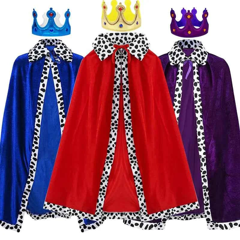 King Prince Cape Cosplay Costume with Crown – Royal Cloak Set