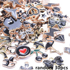 30/60/100pcs Random Mix Enamel/Drip Oil Charms For Jewelry Making Bulk Trinkets Charm Flower Heart Animal Bag Charm DIY Pendant