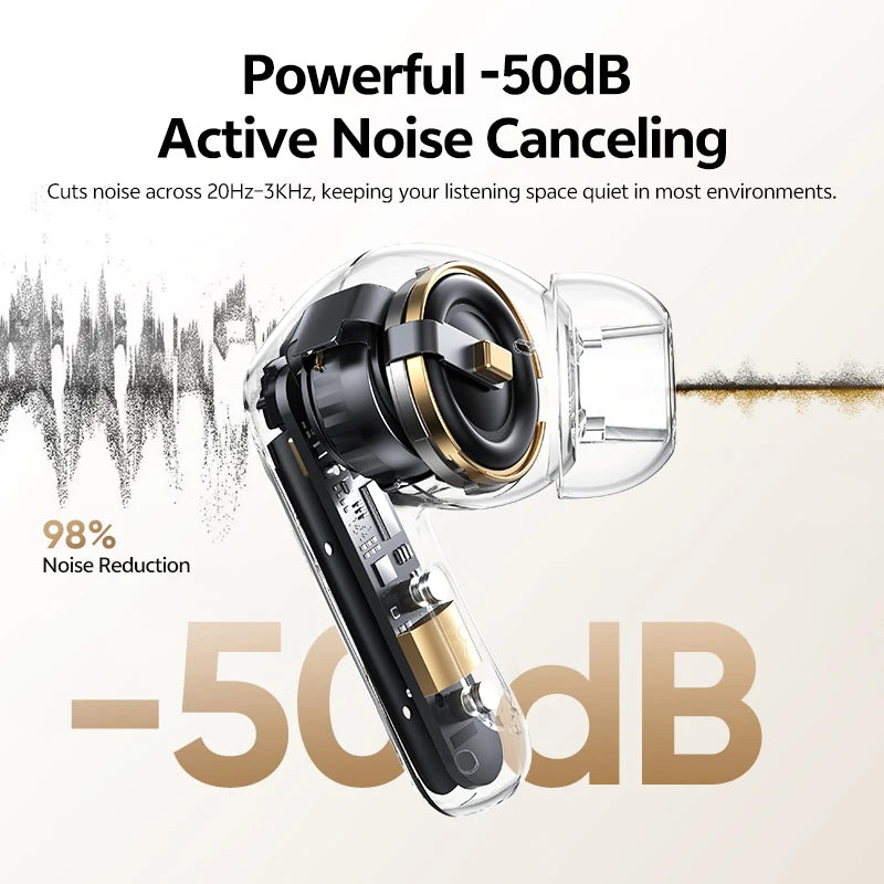 QCY Melobuds N20 BH25HT20A Wireless Bluetooth 6.0 Earphone -50dB Adaptive ANC 13mm Drivers Headsets 6 Mics HD Calls Earbud 40Hrs