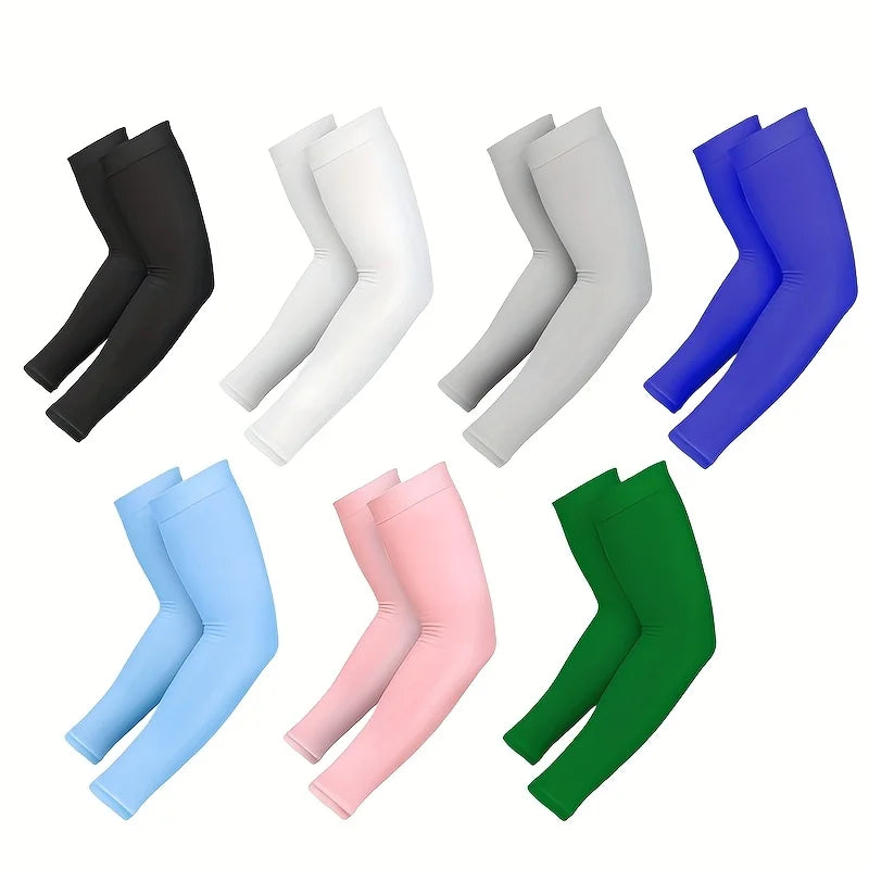 7 pairs of breathable sunshade arm covers, unisex glove sleeves, suitable for outdoor sports such as driving, playing golf, fish