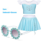 2025 Girls Two Piece Swimsuit Anna Elsa Belle Swimwear Princess Bodysuit Swimwear for Girls Childrens Bikini Beachwear Clothes