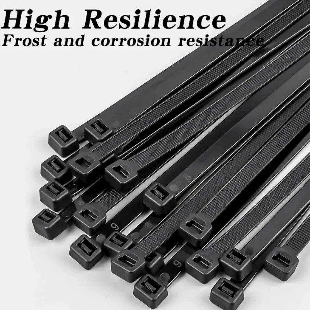 100PCS, Width 7.5mm Self-Locking Plastic Nylon Cable Tie, Plastic Bundling Cable Clip, Plastic Wire Fixing Strap, White/Black